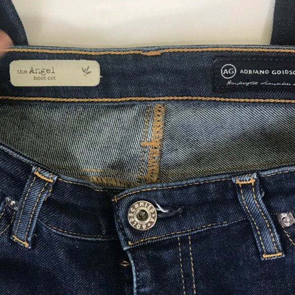 AG Adriano Goldschmied Angel Boot Cut Jeans Whiskering Jean Wide Flare Dark 28 R - Picture 10 of 16